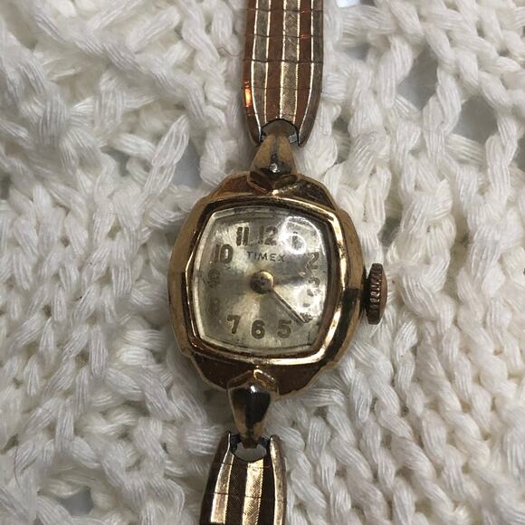FOR PARTS Vintage Ladies Timex Gold Tone Bracelet 1/20 10k Gf Tops Watch Band - Picture 5 of 13